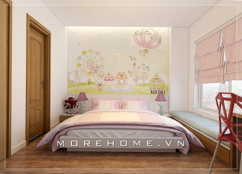 Gợi ý mẫu giường ngủ trẻ em màu trắng tinh tế tại phòng ngủ chung cư hiện đại
